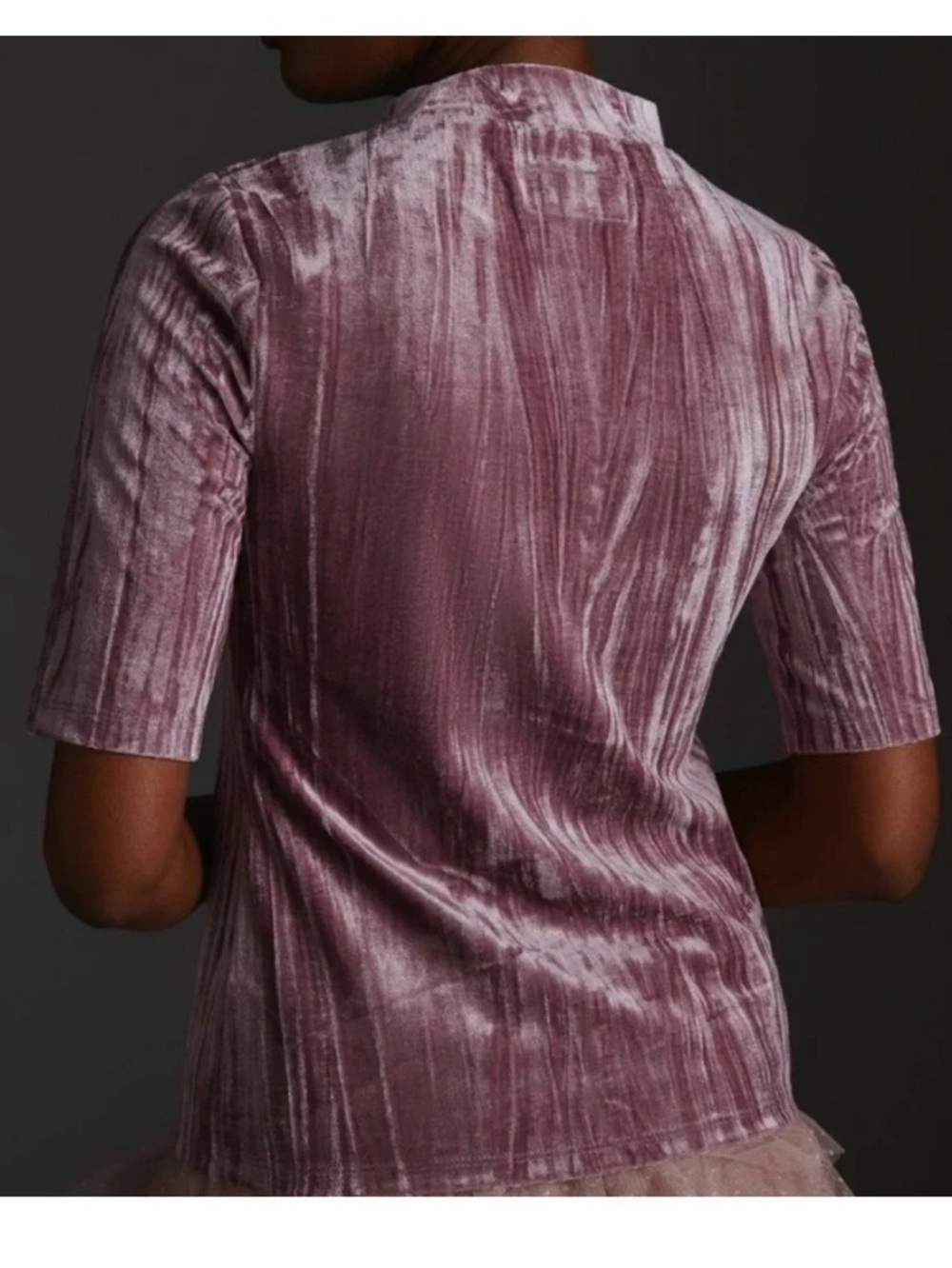 NWT Anthropologie Women's Velvet Mock Neck Top Pilcro Pink/Rose Size M. - Picture 3 of 10